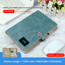 Leather Fingerprint Lock Notebook with Hand Writing Smart Wireless Charging